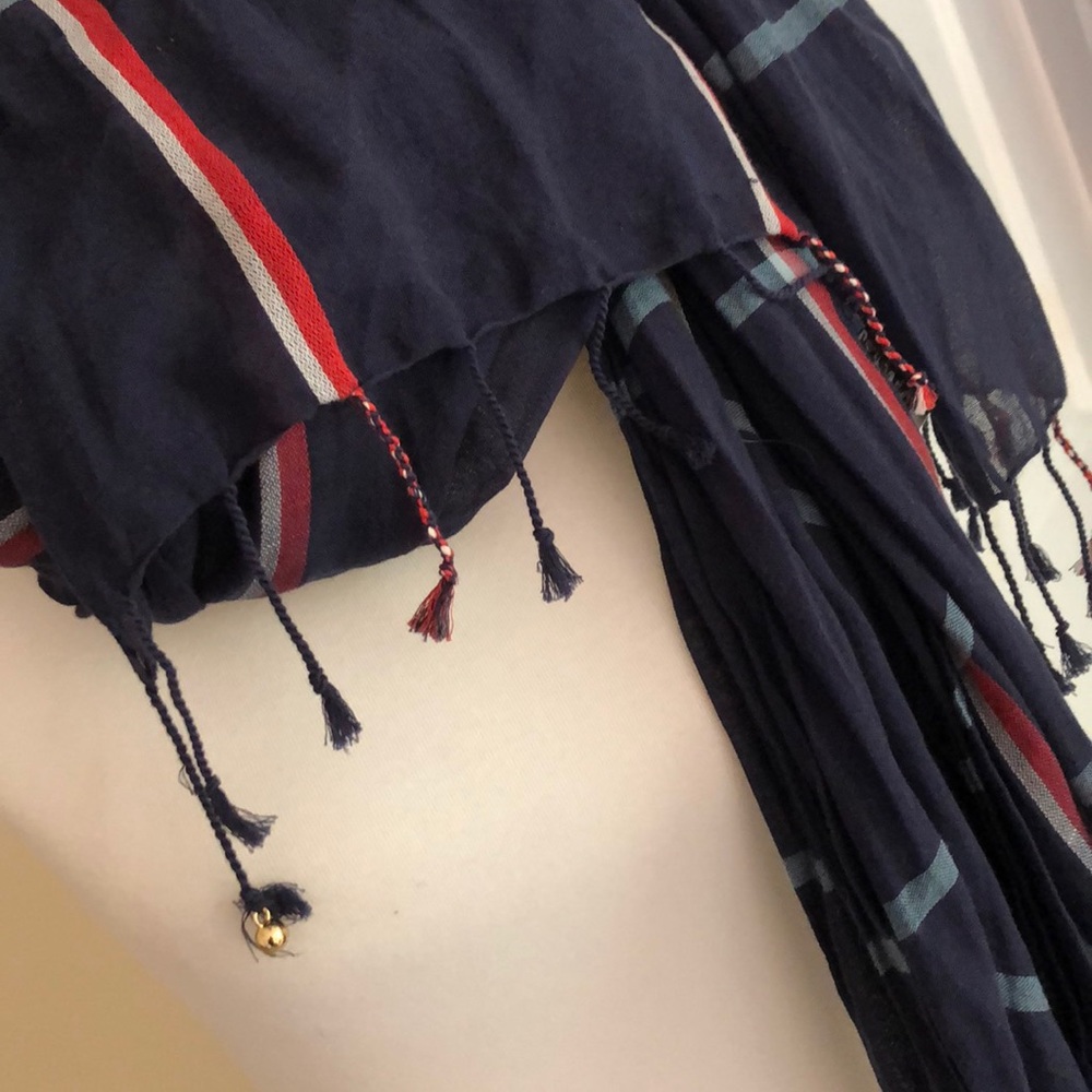 Abercrombie & Fitch Long Navy Blue Stripe Scarf - Picture 3 of 6